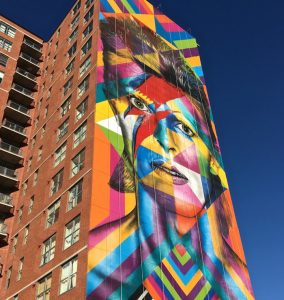 Kobra David Bowie mural art jersey city Internationally Acclaimed Brazilian Artist Eduardo Kobra Paints Massive David Bowie Tribute Mural in Jersey City