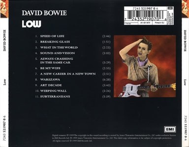 David Bowie - Low (Production Master 15 IPS IEC R2R) – (Remaster Lokkerman) – SQ 10
