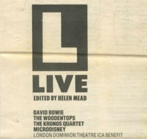 David Bowie 1988-07-01 London ,Dominion Theatre Ica Benefit - Intruders at the Palace - SQ 8,5