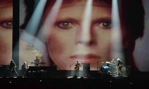 David Bowie’s band perform on stage during the 2016 Brit awards at the O2, London. Photograph- Dominic Lipinski-PA