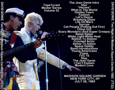David Bowie 1983-07-26 MSG - NYC BACK