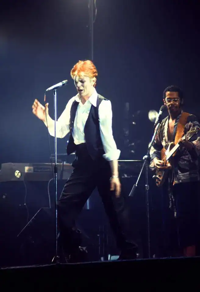 David Bowie performing during the Station to Station Tour 1976 as the Thin White Duke